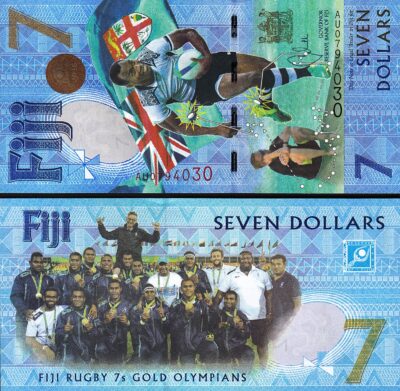 Fiji 7 Dollars 2017, UNC, Commemorative, Rugby 7's Gold Olympians, P-120a