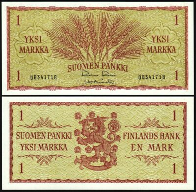 Finland 1 Markkaa 1963, UNC, P-98, Sign Type 6