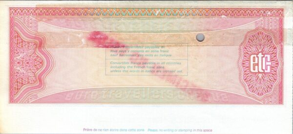 France SPECIMEN, Thomas Cook, Travellers Cheque, 1000 Francs AU, With Watermark - Image 3