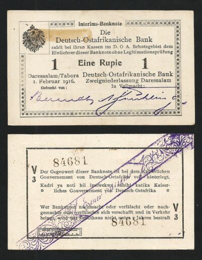 German East Africa 1 Rupee 1916,  aAU,  P-19