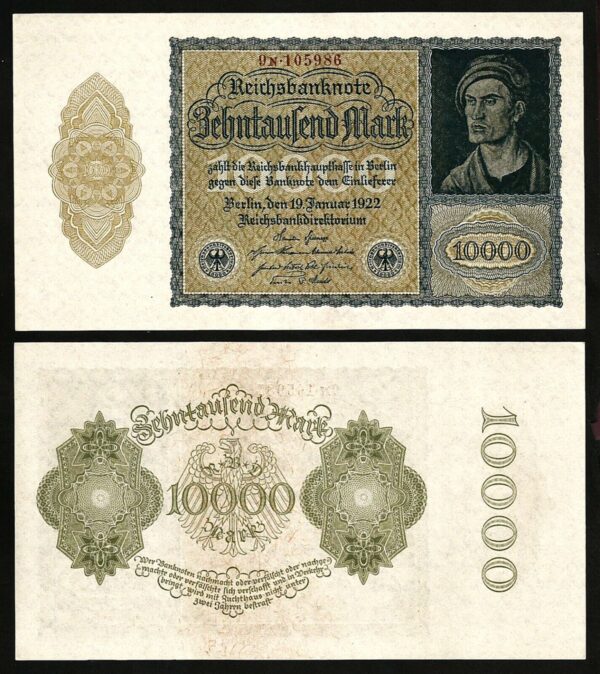 Germany 10000 Mark, 1922, UNC-, P-72, Completely Watermark