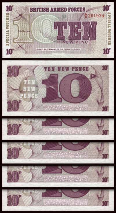 Great Britain 10 New Pence ND 1972, UNC, 5 Pcs LOT, P-M48 England