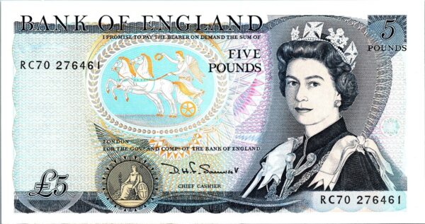 Great Britain, England  5 Pounds 1980 1987, UNC, P-378c