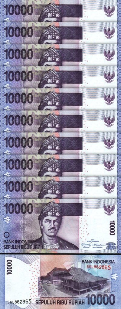 Indonesia 10000 10,000 Rupiah 2013, UNC, 10 Pcs LOT, Consecutive, P-150e