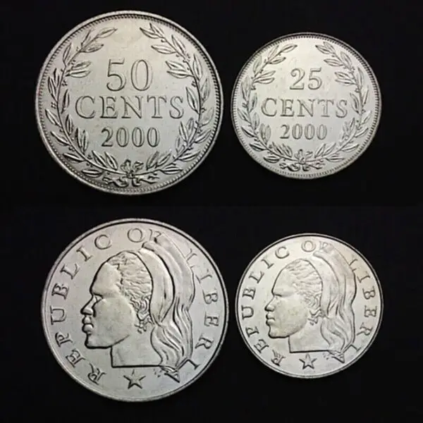 Liberia 5 (x) 2 Pcs Coin Set, 25 50 Cents 2000, UNC - Image 4