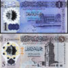 Libya 2 Pcs SET, 1 Dinar 2019 and 5 Dinar 2021, NEW DESIGN, UNC, POLYMER, P-New