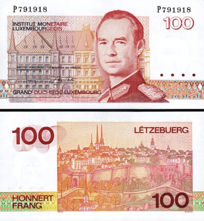 Luxembourg 100 Francs 1986, AU, P-58b