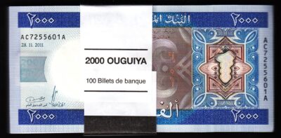 Mauritania 2000 Ouguiya 2011, UNC, ½ BUNDLE, Pack of 50 PCS, Consecutive, P-20
