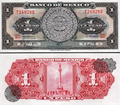 Mexico 1 Peso 1970, AU P-59L, Serie BIO Prefix T