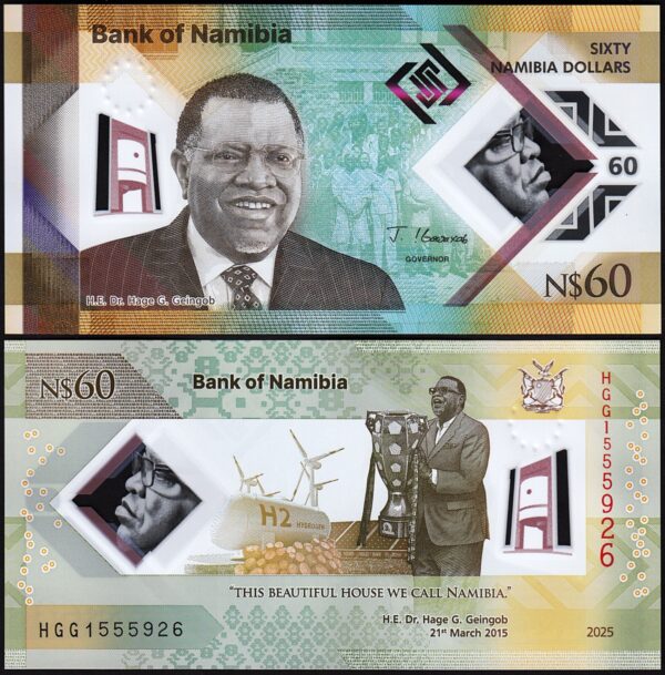 Namibia 60 Dollars 2025, UNC, Commemorative, POLYMER, P-19 NEW