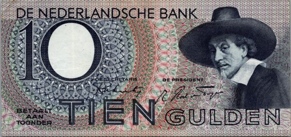 Netherlands 10 Gulden 1944, aXF, P-59