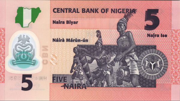 Nigeria 5 Naira 2024, RADAR 7 Digit, 4955594, UNC, P-New, Polymer - Image 3