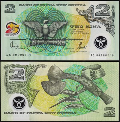 Papua New Guinea, 2 Kina 2000, UNC, Comm, 25th Year Ann.Silver, Polymer, P-21