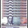 Philippines 100 Piso 1987 UNC , 10 Pcs LOT, LOW SERIAL A 000xxx , P-172a Sign-11