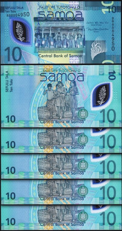 Samoa 10 Tala 2023 (2024), UNC, 5 Pcs LOT, POLYMER, P-48
