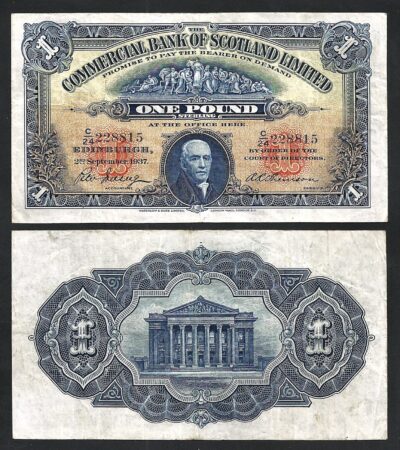 Scotland Edinburgh 1 Pound 1937, VF, P-S331, Commercial Bank