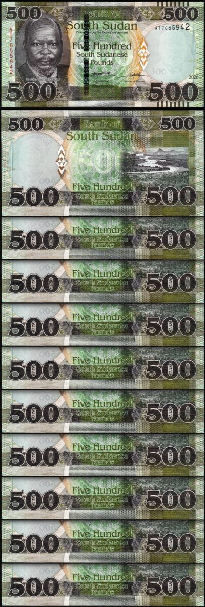 South Sudan 500 Pounds 2020 (2021), UNC, 10 Pcs LOT, Consecutive, P-16