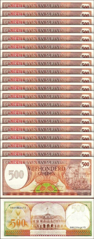 Surinam, Suriname 500 Gulden 1982, UNC, 20 Pcs LOT, P-129