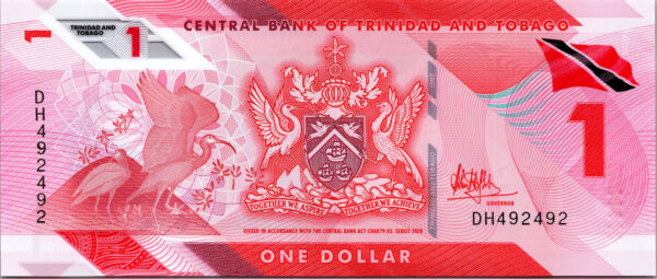 Trinidad Tobago 1 Dollar 2020 2021, REPEATER SERIAL 492 492 UNC,P-60 New Design