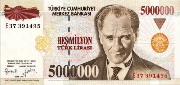 Turkey 5000000, 5 Million Lira 1970 - 1997, XF, P-210