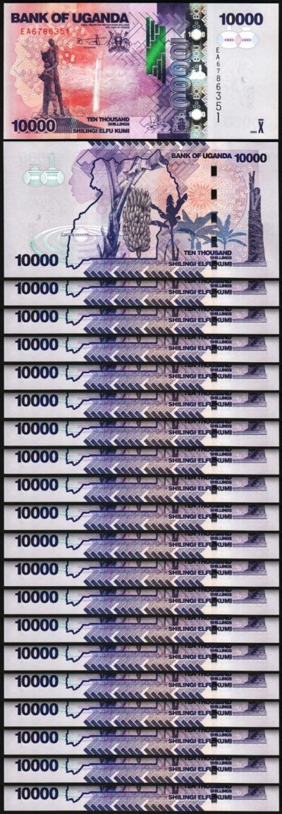 Uganda 10000 10,000 Shillings 2025, UNC, 20 Pcs LOT,Consecutive,P-52 NEW DATE,EA