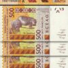 W.A.S Ivory Coast 500 Francs 2012 (2019), UNC, 5 Pcs LOT, Consecutive,P-119Ah, A