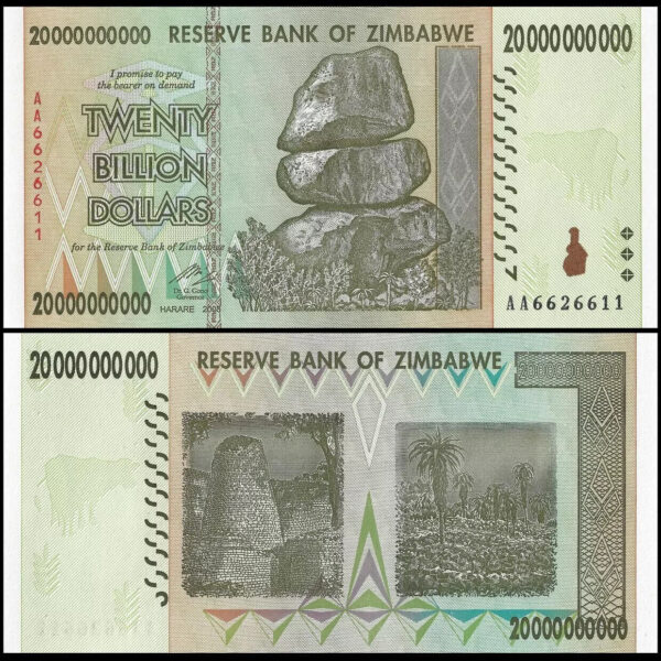 Zimbabwe 5 Pcs SET, 1 5 10 20 50 Billion 2008 UNC-, P-83 84 85 86 87 - Image 4