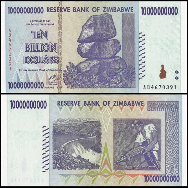 Zimbabwe 5 Pcs SET, 1 5 10 20 50 Billion 2008 UNC-, P-83 84 85 86 87 - Image 5