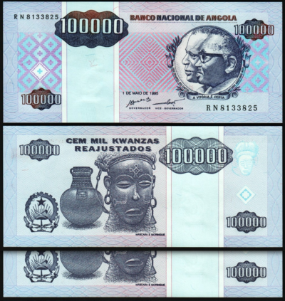 Angola 100000 100,000 Kwanzas 1995, UNC, 2 Pcs PAIR, Consecutive, P-139