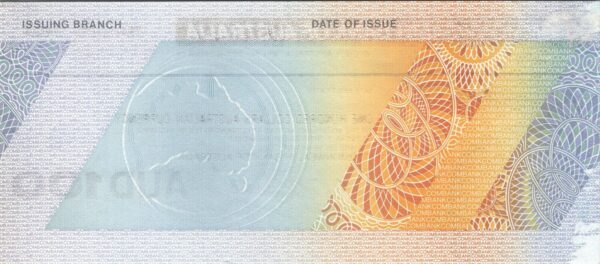 Australia SPECIMEN, Commonwealth Bank Travellers Cheque, 100 Dollars UNC, WMK - Image 3