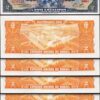 Brazil 2 Cruzeiros 1954 1958, UNC, 5 Pcs LOT, Consecutive, P-151 b, Sign 6
