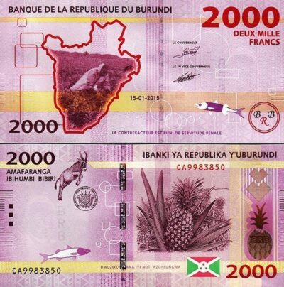 Burundi 2000 Francs 2015, UNC, P-52
