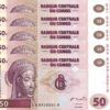 CONGO 50 FRANCS 2000 UNC  P 91A LOT 5 PCS