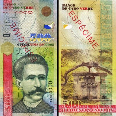 Cabo, Cape Verde 500 Escudos 2007, UNC, SPECIMEN, Serial AA 000000, P-69s