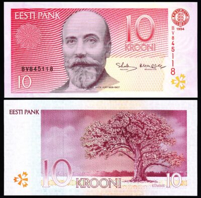 Estonia 10 Krooni 1994 (1997), UNC, P-77a, Prefix BV