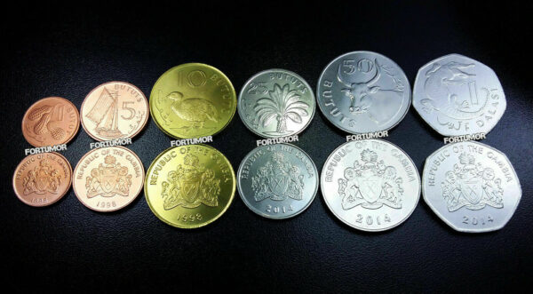 Gambia 5 (x) 6 Pcs Coin Set, 1 5 10 25 50 Bututs 1 Dalasi, 1998 - 2014, UNC - Image 3