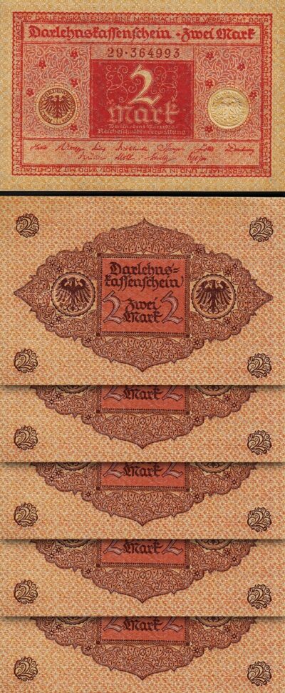 Germany 2 Mark 1920, XF, 8 Pcs LOT, P-59, Completely Watermark