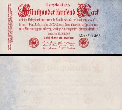 Germany 500000 500,000 Mark 1923, UNC-, P-92, With Watermark