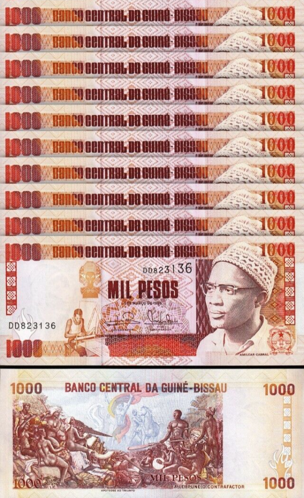 Guinea Bissau 1000 Pesos 1993, UNC, 10 Pcs LOT, Consecutive, P-13b