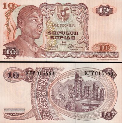 Indonesia 10 Rupiah 1968, UNC, P-105, General Sudirman
