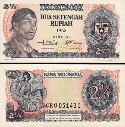 Indonesia 2 1/2 Rupiah 1968, UNC, P-103