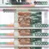Lao Laos 100000 100,000 Kip 2020 (2022), UNC, 5 Pcs LOT, P-New