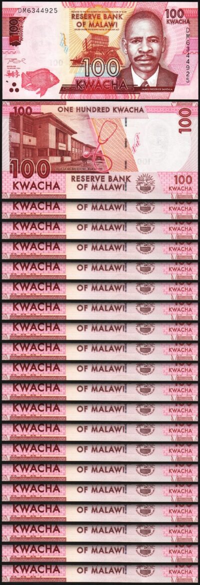 Malawi 100 Kwacha, 2024, UNC, 20 Pcs LOT, Consecutive, P-NEW DATE,SIGN