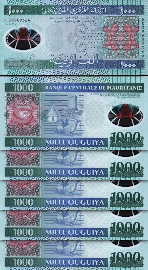 Mauritania 1000 Ouguiya 2014, UNC, 20 Pcs LOT, Consecutive, POLYMER, P-19 - Image 4