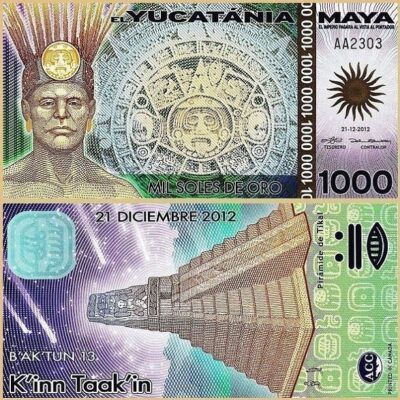 Maya Yucatania 1000 Soles De Oro 2012, UNC, Polymer