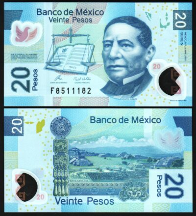 Mexico 20 Pesos 2010, UNC, POLYMER, P-122