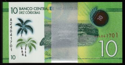 Nicaragua, 10 Cordobas 2014 2015, UNC, ½ BUNDLE, Pack of 50 PCS, P-209, Polymer