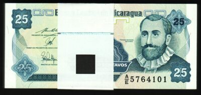 Nicaragua 25 Centavos 1991, UNC, BUNDLE, Pack of 100 PCS, Consecutive, P-170