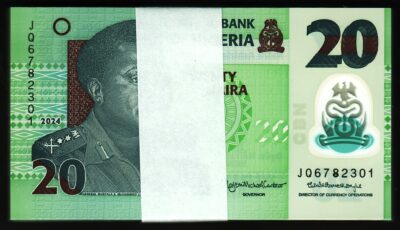 Nigeria 20 Naira 2024, UNC, ½ BUNDLE, Pack 50 Pcs,Consecutive,POLYMER,P-NEW DATE