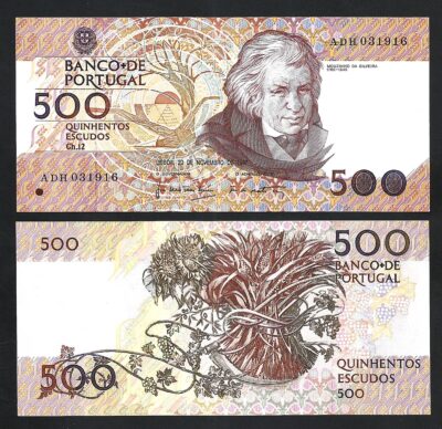 Portugal 500 Escudos 1987, AU/Unc, P-180a ,  Sign Type 1